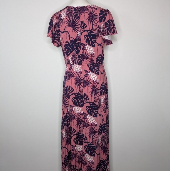 Modcloth x Collectif Thelma Tropicool pink blue v neck high low maxi dress 8 - Picture 8 of 12